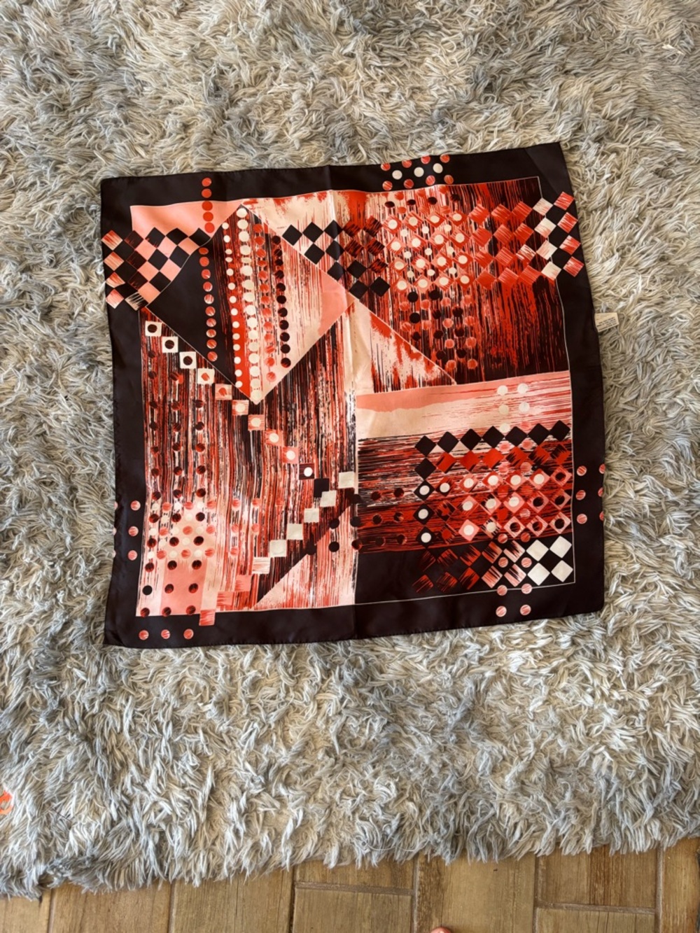 Roberta Roller Rabbit Red and Black Graphic Silk Scarf